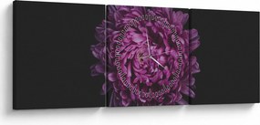 Tablou cu floare violetă (cu ceas) (90x30 cm)