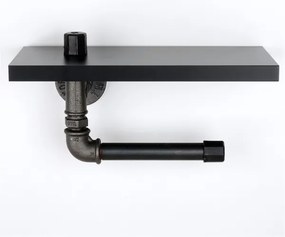 Suport de hârtie igienică cu raft BORU 12x30 cm negru