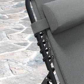 Outsunny Șezlong, șezlong pentru soare cu tapițerie și buzunar lateral, șezlong de grădină, șezlong pentru piscină, șezlong tapițat, Gri | Aosom Romania