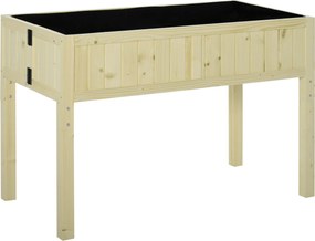 Outsunny Jardinieră Înălțată Rabatabilă, Realizată din Lemn de Brad cu 4 Orificii de Drenaj, pentru Grădină, Terasă sau Balcon, 115x56x76 cm, Culoare Lemn | Aosom Romania