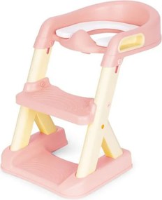 Scaun de toaletă cu trepte și scară roz