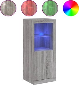 vidaXL Servantă cu lumini LED, gri sonoma, 41x37x100 cm