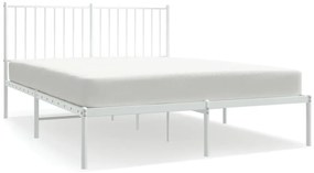 350932 vidaXL Cadru de pat metalic cu tăblie, alb, 140x200 cm