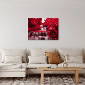 Tablou pe sticlă - Cascade indoneziene în roșu (70x50 cm)