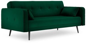 Canapea extensibila 3 locuri Jasper cu tapiterie din catifea, verde