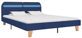 280904 vidaXL Cadru de pat cu LED-uri, albastru, 160x200 cm, material textil