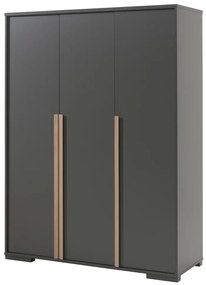 Set LONDON în culoarea antracit format dintr-un Pat copii (90x200) cu noptieră, Dulap camera copii cu 3 uși, birou și cărucior de birou și bibliotecă.