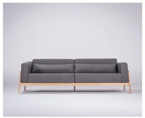 Canapea cu structură din lemn de stejar Gazzda Fawn Plus, 240 cm, gri închis