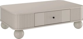 Măsuță de cafea cu sertar Vesper 103x60 cm - cașmir / mânere negre / picioare sferice