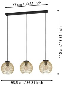 Lustră pe cablu VENEZUELA 3xE27/40W/230V Eglo 900167