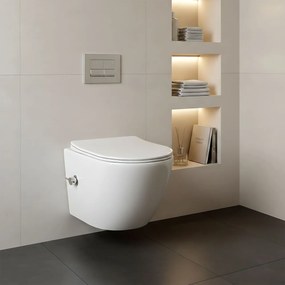 Vas WC suspendabil REA Carlo Lux Rimless cu funcție bideu