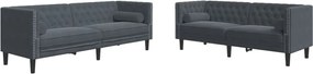 vidaXL Set canapele Chesterfield cu perne rulou, 2 piese, gri, catifea