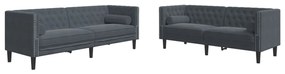 3209292 vidaXL Set canapele Chesterfield cu perne rulou, 2 piese, gri, catifea