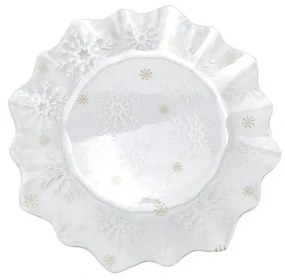 Farfurie pentru servire din sticlă ø 19,5 cm cu model de Crăciun Frosty Flakes – Dakls