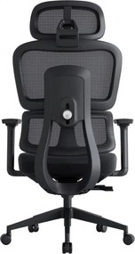 Scaun ergonomic premium Kino-H, spătar reglabil pe înălțime, suport lombar reglabil, tetieră 3D, cotiere 3D, șezut glisant, reclinare 125°, Mesh + Textil, Negru