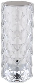 Lampa de masa cu baterii, plastic transparent cu efect de cristal Gixi alb 9cm