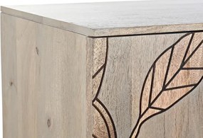 Bufet natur , din metal si lemn de mango , cu design "Grey flowers"