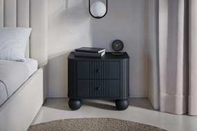 Set noptiere Vesper 56 cm - negru / mânere negre picioare rotunde