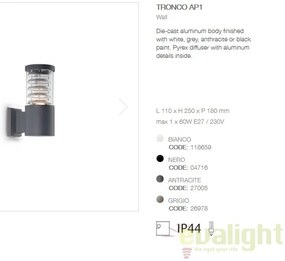 Aplica de perete iluminat exterior IP44 TRONCO AP1 NERO 004716