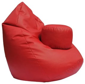 ShopJK Fotoliu puf cu suport pentru picioare din piele ecologică roșu