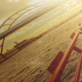 Tablou cu pod și apus de soare (120x50 cm)