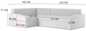 Supermobel Colțar extensibil TABIT 2,230x75x180, haiti 17/haiti 14, dreapta
