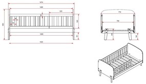 Pat pentru copii Vipack, 70 x 140 cm, alb