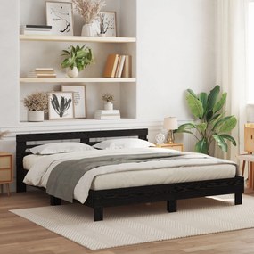 vidaXL Cadru de pat din lemn Stejar negru Lemn masiv 200 x 200 cm