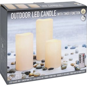 Set de lumânări intermitente LED pentru exterior,3 bucăți, crem