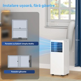 HOMCOM Aparat de Aer Condiționat Portabil 5000 BTU, Unitate 4-în-1: Răcire, Dezumidificare, Ventilator, Modul Sleep | Aosom Romania