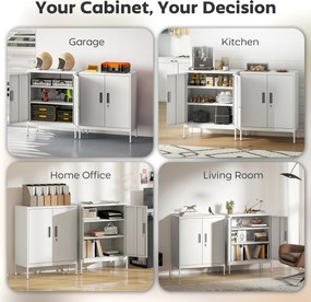 HOMCOM Dulap de Birou din Oțel cu 2 Rafturi Reglabile cu Sistem de Încuiere și 2 Chei, 80x40x100 cm, Alb | Aosom Romania