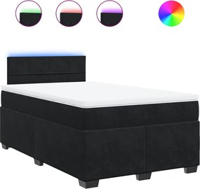 vidaXL Pat box spring cu saltea, negru, 120x190 cm, catifea