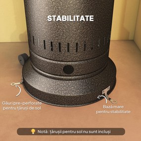 Outsunny Încălzitor de Exterior de 11 KW Reglabil, cu Roți 82 x 82 x 223 cm, Maro Închis | Aosom Romania