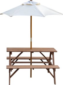 Seturi de grădină pentru copii cu umbrelă de soare, maro/bej, PADY