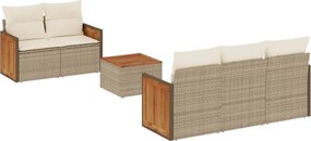 vidaXL Set canapele de grădină cu perne, 6 piese, bej, poliratan