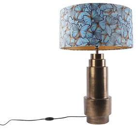 Lampă de masă bronz cu abajur din catifea cu fluture 50 cm - Bruut