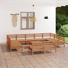 3083452 vidaXL Set mobilier de grădină, 12 piese, maro miere, lemn masiv pin