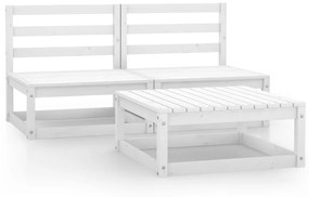 3075235 vidaXL Set mobilier de grădină, 3 piese, alb, lemn masiv de pin