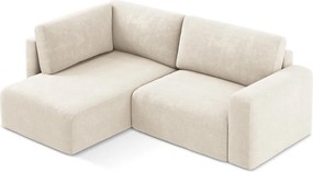 Colțar crem extensibil/cu spațiu de depozitare cu tapițerie din chenille (cu colț pe partea stângă/în formă de ”L”) Kona – Makamii