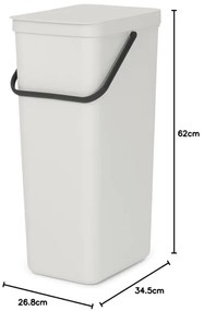 Cos de gunoi colectare selectiva Sort&Go 1005554, 40 L, Maner, Gri deschis