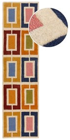 Covor tip traversă țesut manual din lână 60x230 cm Retro Blocks – Flair Rugs