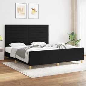 3125156 vidaXL Cadru de pat cu tăblie, negru, 180x200 cm, textil