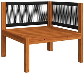Set mobilier gradina cu perne, crem, 5 piese, lemn masiv acacia 2x colt + 2x fotoliu + masa, 1