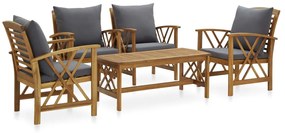 vidaXL Set mobilier de grădină cu perne, 5 piese, lemn masiv de acacia