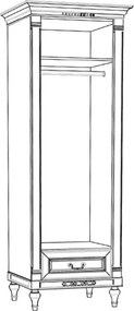 Dulap lemn masiv crem Provence -Natur, 73 × 64 × 210 cm