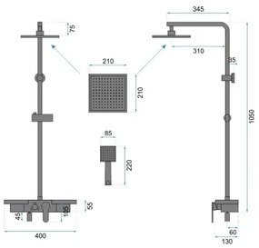 REA-P4121 - Set de duș BRAVO cu baterie, finisaj auriu periat