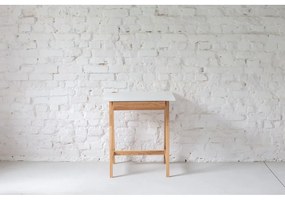 Birou cu bază din lemn de frasin Ragaba Luka, lungime 65 cm, alb
