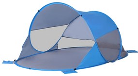 Outsunny Cort de plajă cort de plajă pliabil pop-up automat cu protecție UV fereastră în spate covoraș mare albastru cer | Aosom Romania