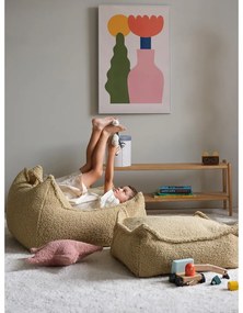 Fotoliu puf pentru copii verde cu tapițerie din țesătură bouclé Square – Wigiwama