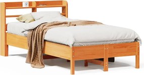 vidaXL Cadru pat fără saltea, maro ceruit, 75x190 cm, lemn masiv pin